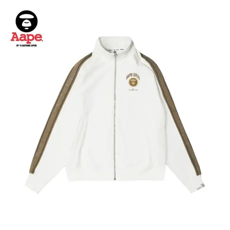 Aape旗舰店男装秋冬串标猿颜徽章字母刺绣加绒卫衣外套A367XXL商品大图