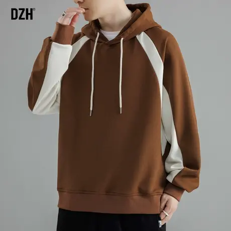 男士重磅卫衣男秋季连帽上衣高级感男装2023新款秋装拼接外套男款商品大图