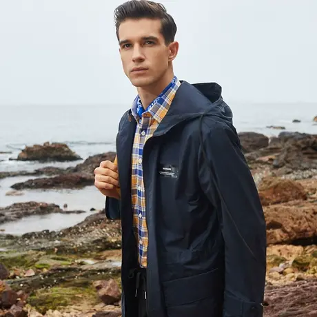 【惠】雅戈尔奥莱 男装外套中长款拉链风衣春装商旅夹克上衣男商品大图