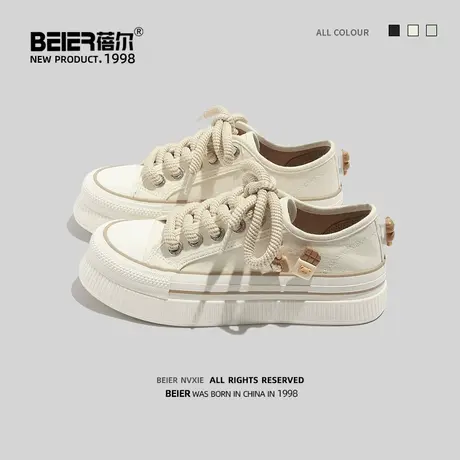 蓓尔 小白鞋女国潮原创日系百搭时尚帆布鞋女夏季透气丑萌大头鞋商品大图