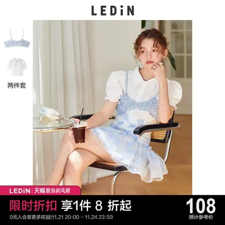 乐町可爱泡泡袖衬衫休闲夏季新款白色上衣女宽松图片