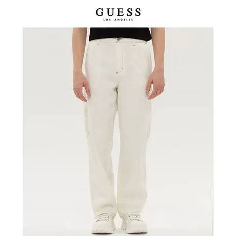 【38上新季】GUESS男士高腰直筒牛仔裤宽松显瘦水洗阔腿长裤子商品大图
