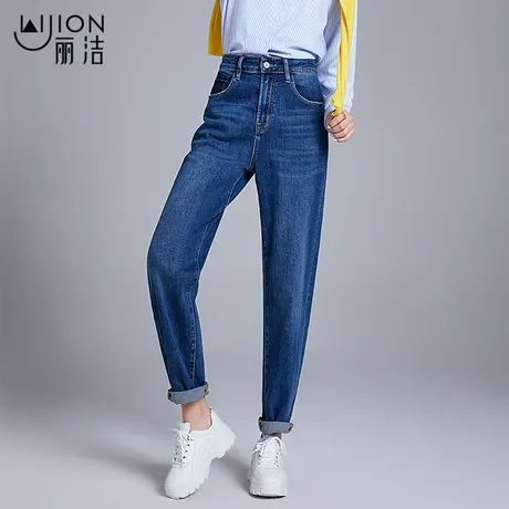 丽洁女裤高腰老爹裤女2023年春秋新款弹力宽松显瘦牛仔裤休闲长裤商品大图