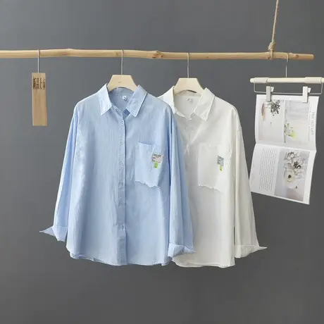 春季新款法式时尚长袖衬衫女百搭洋气衬衣休闲打底衫纯棉上衣女装商品大图