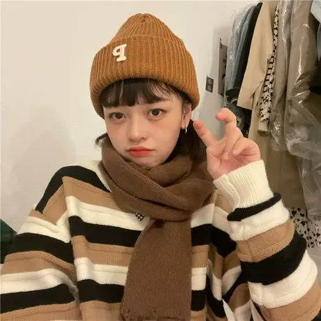 红续条纹加厚毛衣女2023年春秋新款复古日系慵懒风宽松针织上衣图片