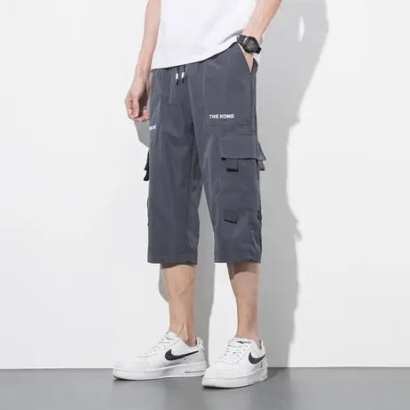 工装七分裤男夏季2023新款冰丝薄款休闲潮牌宽松速干美式7短裤子商品大图