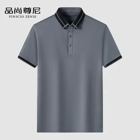 【冰爽棉】T恤男士短袖撞色翻领商务绅士POLO衫夏季中老年爸爸装商品大图