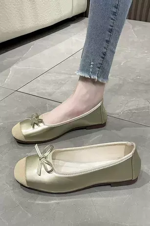 平底小香风奶奶鞋浅口单鞋女鞋子2023新款春秋软底豆豆鞋方头瓢鞋图片