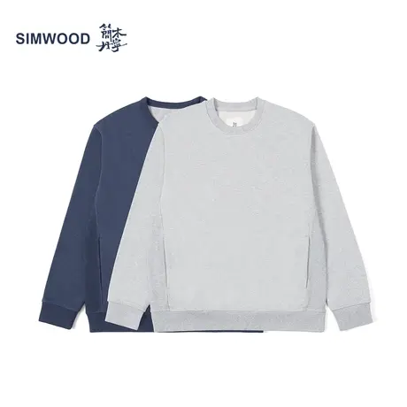 Simwood简木丹宁【宽松版型】410g碳磨特殊花纱长袖套头卫衣男图片