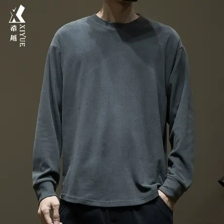 重磅德绒保暖打底衫男冬季新款宽松大码男士阳离子防静电长袖T恤商品大图