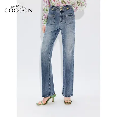 MISSCOCOON【繁花之境】24春新款渐变水洗微喇修身显瘦通勤牛仔裤商品大图