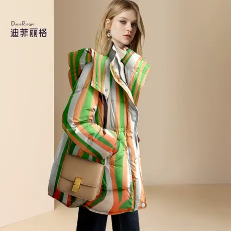 迪菲丽格时尚高级感超好看外套女2023年新款冬季中长款连帽羽绒服商品大图