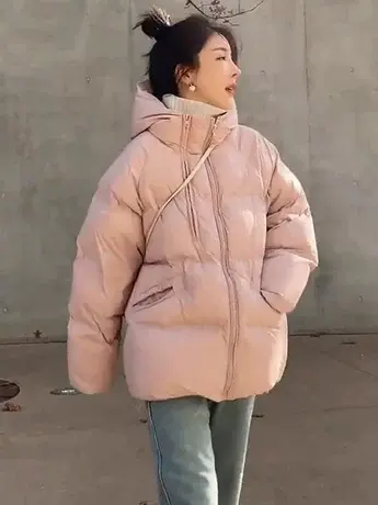 韩版百搭立领连帽羽绒服女冬季2023新款显瘦白鸭绒休闲厚保暖外套商品大图