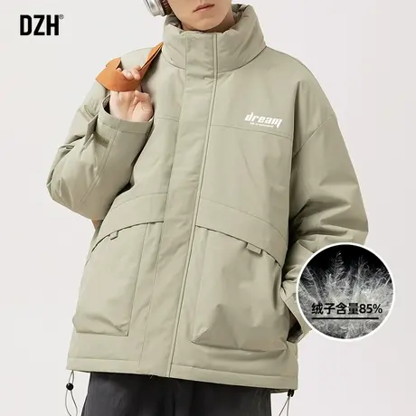 情侣工装羽绒服男冬季外套男款短款立领羽绒夹克男士冬装2024新款图片