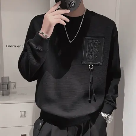 高级感卫衣男士春秋季潮牌重磅长袖t恤2022新款潮流痞帅百搭外套商品大图