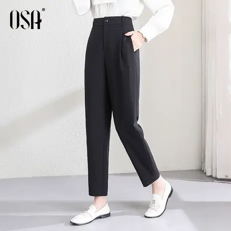 OSA欧莎高腰休闲窄版西装裤女士春秋季百搭显瘦九分直筒烟管裤子商品大图