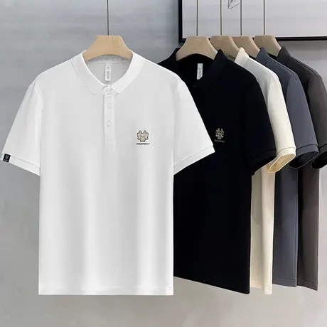 高端帅气时尚简约短袖Polo衫潮牌夏季翻领龙刺绣t恤青年男士半袖商品大图