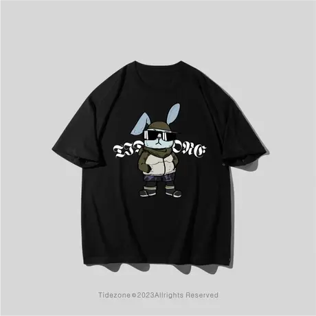 Ohlyah潮牌T恤男学生短袖oversize美式复古半袖圆领青少年打底衫图片