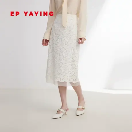 EP YAYING雅莹女装 高腰开叉蕾丝包臀半身裙 2024春装新款3506B图片
