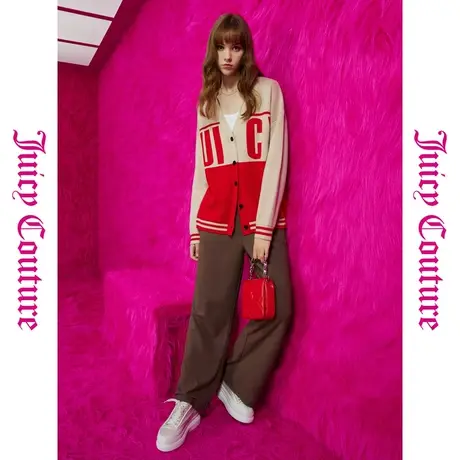 Juicy Couture橘滋秋女女装年新款经典撞色提花针织女式外套商品大图