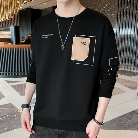 男士长袖t恤潮流宽松潮牌ins小衫2023年新款体恤春秋季上衣服卫衣商品大图