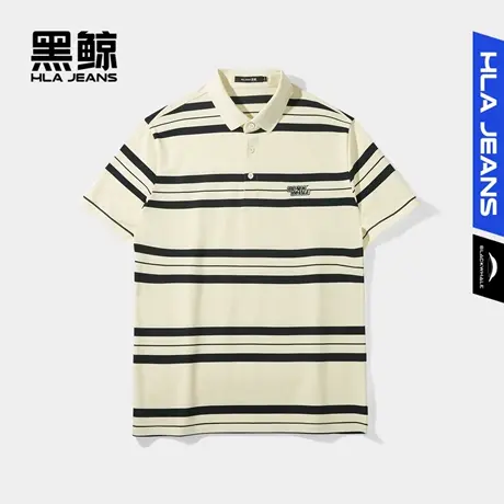 黑鲸HLAJEANS海澜之家旗下潮牌撞色条纹短袖polo衫男翻领休闲商品大图