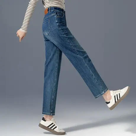 高腰直筒牛仔裤女2023新款宽松九分裤妈妈裤子春秋显瘦九分烟管裤商品大图