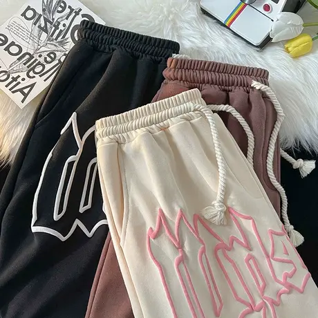 五分短裤女夏季发泡字母印花美式复古设计感小众休闲篮球运动裤潮图片