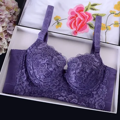 美容院薄款文胸聚拢调整型无海绵文胸罩收副乳大码五排扣女士内衣图片