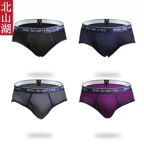 北山湖4条男士内裤三角裤莫代尔内裤男中腰吸湿透气青年秋冬季图片