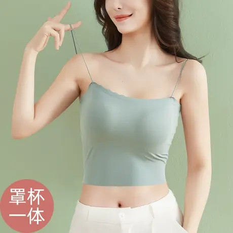 冰丝吊带背心女内搭带胸垫美背文胸一体打底内衣夏季外穿上衣薄款图片
