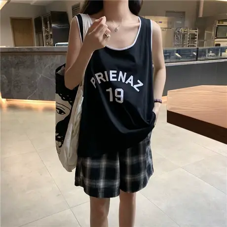 挂脖吊带坎肩运动背心无袖t恤女夏外穿网红韩版宽松学生上衣ins潮图片
