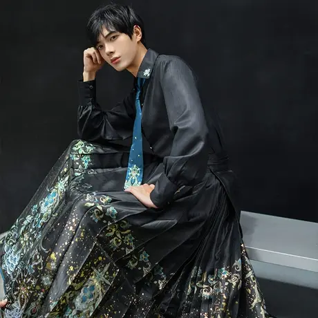 【静宇丨如梦霓裳】改良汉服男装马面裙国潮时尚汉元素日常薄衬衫图片