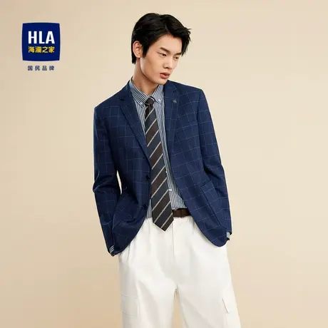 HLA/海澜之家时尚格纹休闲西服时尚商务通勤款挺括绅士有型外套男图片