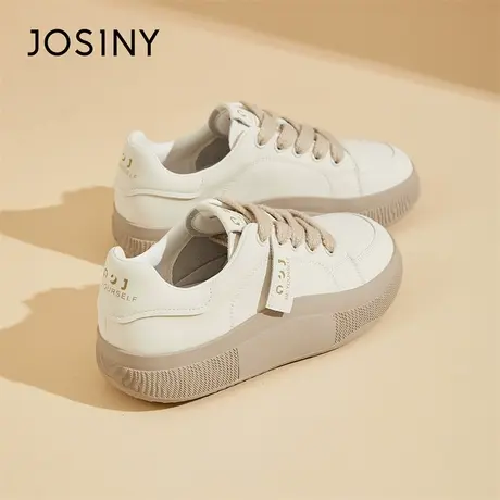 Josiny/卓诗尼厚底面包板鞋2024新款春季轻便运动女鞋增高小白鞋商品大图