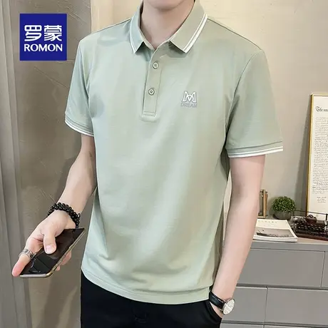 罗蒙男士冰丝短袖Polo衫夏季薄款商务休闲带翻领刺绣男装T恤上衣图片
