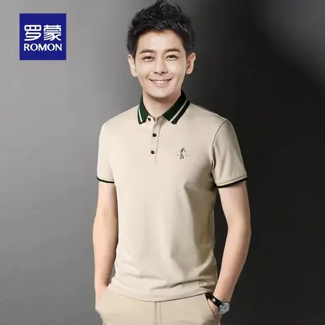 罗蒙夏季薄款男士短袖Polo衫中青年商务休闲带翻领T恤纯棉上衣服图片