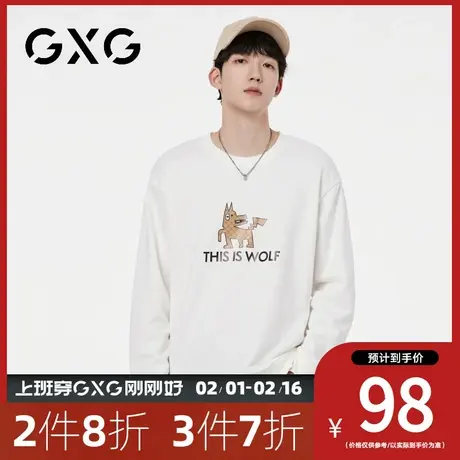 【新品】GXG【卡通动物】23秋季新品时尚百搭男圆领宽松长袖卫衣商品大图