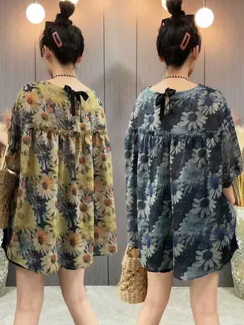 2023夏季新款小碎花衬衫宽松休闲洋气欧洲站减龄遮肉设计感上衣女商品大图