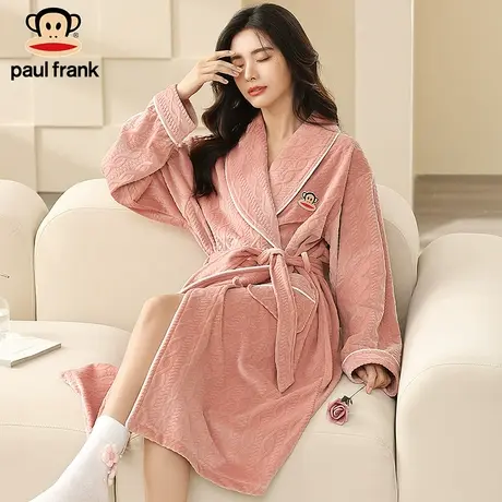 大嘴猴paul frank睡袍秋冬女睡衣套装可外穿松长纯棉家居装女睡袍商品大图