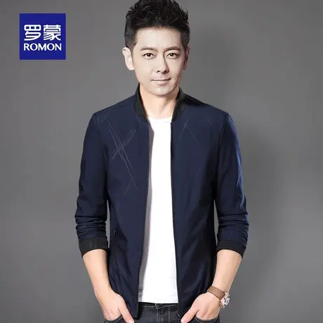 罗蒙男士夹克春秋新款中青年韩版修身帅气外套商务休闲立领茄克男图片