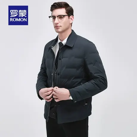 罗蒙衬衫羽绒服男士2023冬季新款翻领休闲商务轻薄款短款保暖外套图片