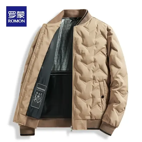 罗蒙短款羽绒服男士2023新款轻薄款秋冬季加厚棒球服保暖外套男装图片