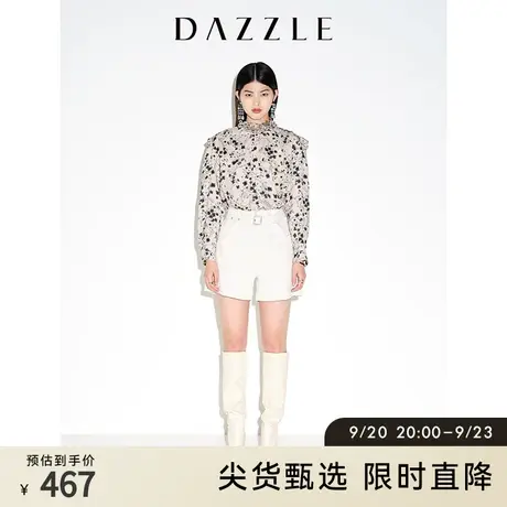DAZZLE地素奥莱 春夏复古小众做旧法式白色A字牛仔裤短裤女商品大图
