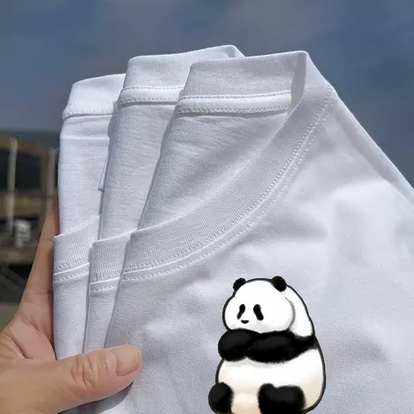 秀洛生气系列大胖胖大熊猫周边生气打底衫纯棉半袖2025短袖T恤男商品大图
