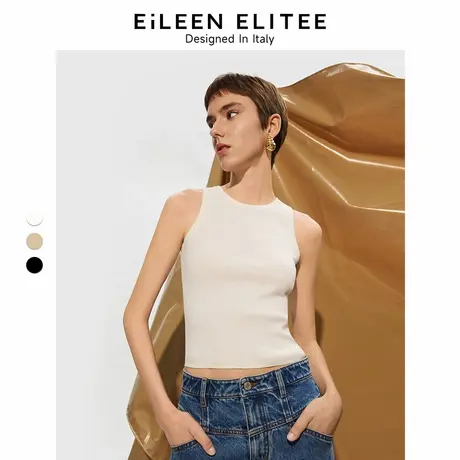 朗姿欧洲EiLEEN ELITEE纯棉修身弹力多色背心2025年夏季新款上衣商品大图