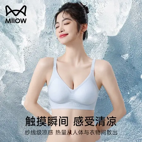 猫人无痕凉感内衣女夏季大胸显小胸罩聚拢薄软支撑无钢圈美背文胸商品大图