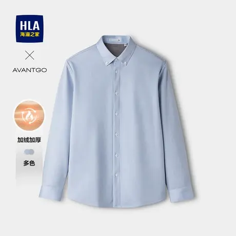 HLA/海澜之家轻商务经典系列长袖衬衫25秋冬新加绒加厚保暖上衣男商品大图