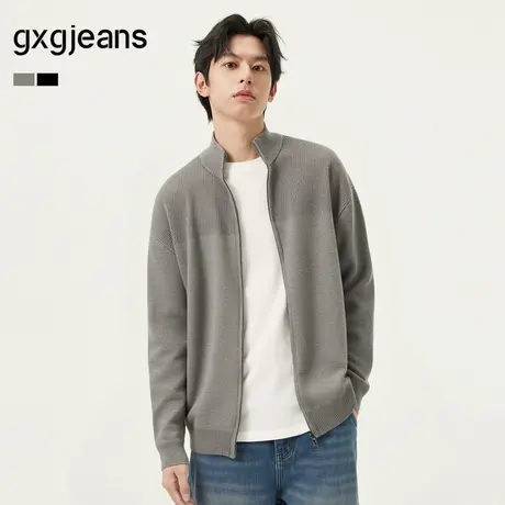 gxg.jeans男装  肌理拼接设计时尚开襟拉链毛衣线衫外套 25秋新品图片
