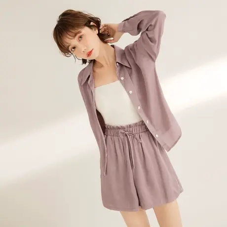 桔熊春季通勤翻领长袖衬衫宽松微光泽高级感上衣女装大码AB17536商品大图